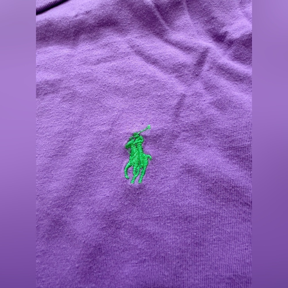 Vintage Polo By Ralph Lauren Single Stitch Pony Logo T-Shirt XL-L Purple - Picture 4 of 6